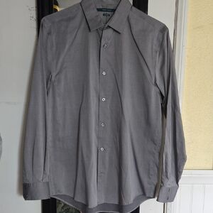 Perry Ellis Gray Dress Shirt Classic Collar Cotton Blend